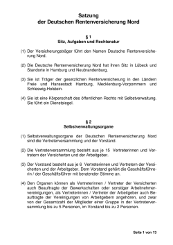 Satzung der Deutschen Rentenversicherung Nord