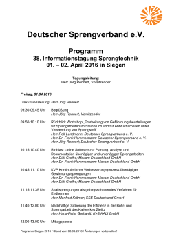 Deutscher Sprengverband eV Programm 38. Informationstagung