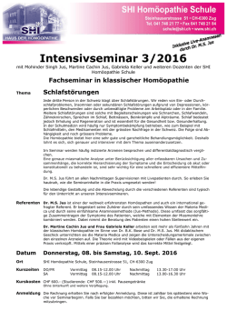 Intensivseminar 3/2016 - SHI Haus der Hom&ouml;opathie