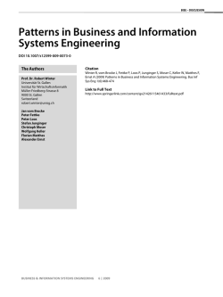 Patterns in Business and Information Systems Engineering