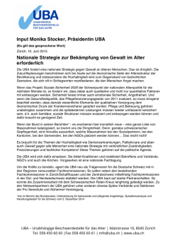 Input von Monika Stocker, Pr&auml;sidentin UBA