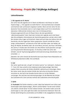 Martinstag - Projekt (f&uuml;r 7-8-j&auml;hrige Anf&auml;nger) Lehrerhinweise
