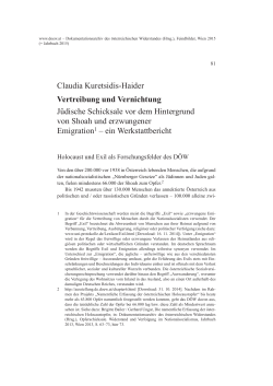 Claudia Kuretsidis-Haider Vertreibung und Vernichtung Jüdische