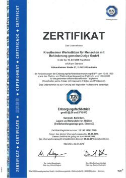 Zertifikat - WfB Krautheimer Werkstätten für Menschen mit