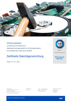 TÜV SÜD Sec-IT GmbH Anforderungskatalog "Zertifizierte