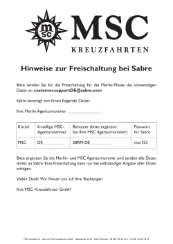Hinweise zur Freischaltung bei Sabre
