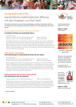 Infoflyer und Termine Zahlenland Prof. Prei&szlig; auf der Didacta 2016 in