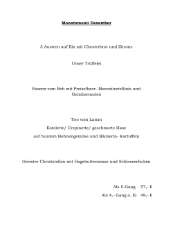 Monatsmen&uuml; Dezember 3 Austern auf Eis mit