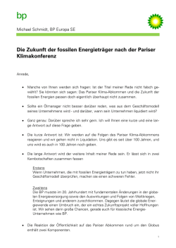 Die Zukunft der fossilen Energietr&auml;ger nach der Pariser