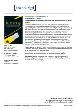 Internet der Dinge - transcript Verlag