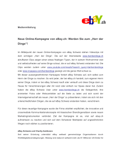 Neue Online-Kampagne von eBay.ch: Werden Sie zum ‚Herr der
