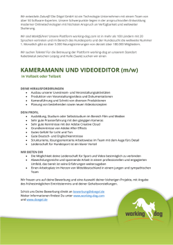 KAMERAMANN UND VIDEOEDITOR (m/w)