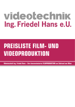 PREISLISTE FILM- UND VIDEOPRODUKTION