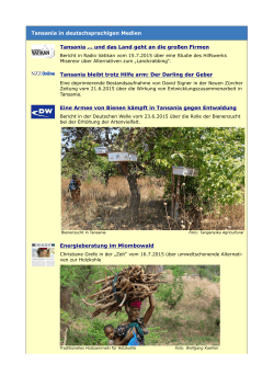 Tansania in deutschsprachigen Medien Tansania … und das Land