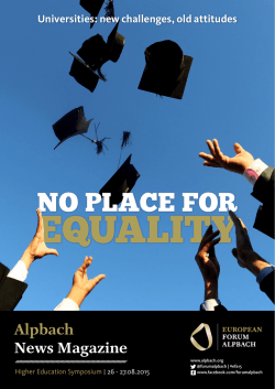 Higher Education Magazine - Europ&auml;isches Forum Alpbach