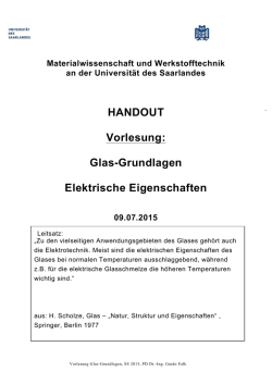 HANDOUT Vorlesung: Glas-Grundlagen Elektrische Eigenschaften
