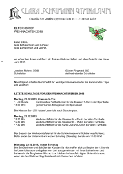 EB 2 Schulleitung und Elternbeirat zu Weihnachten - CSG-Lahr