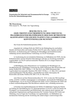 BESCHLUSS Nr. 2/15 OSZE-TREFFEN ZUR