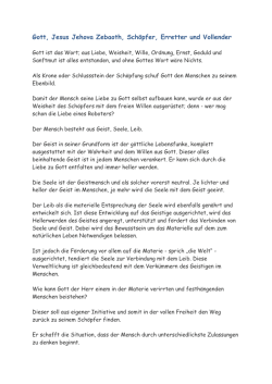 Gott, Jesus Jehova Zebaoth, Sch&ouml;pfer, Erretter und Vollender