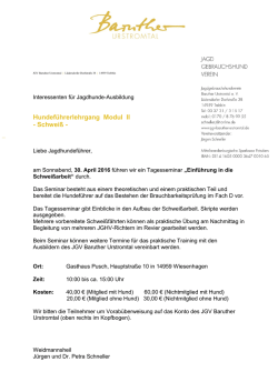Hundef&uuml;hrerlehrgang Modul II - Schwei&szlig; -
