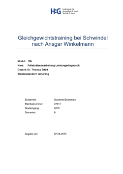 Gleichgewichtstraining bei Schwindel nach Ansgar Winkelmann