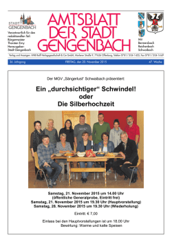 Ein &bdquo;durchsichtiger&ldquo; Schwindel! oder Die Silberhochzeit