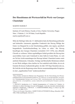 Der Hussitismus als Wertezerfall im Werk von Georges Chastelain1