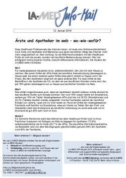 Ärzte und Apotheker im web – wo-wie-wofür? - bei der LA-MED