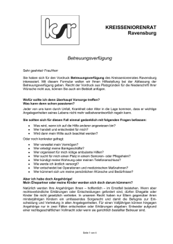 Wof&uuml;r sollte ich denn &uuml;berhaupt Vorsorge treffen