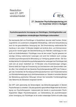 Resolution des 27. DPT - Bundespsychotherapeutenkammer