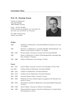 Curriculum Vitae Prof. Dr. Henning Krause
