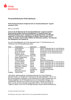 Jugend musiziert - F&ouml;rde Sparkasse