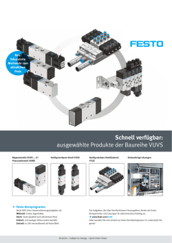 Schnell verfügbar: ausgewählte Produkte der Baureihe VUVS