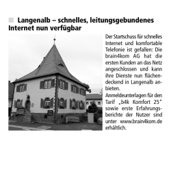 Langenalb – schnelles, leitungsgebundenes Internet nun verfügbar
