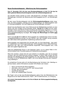 Neues Bundesmeldegesetz – Mitwirkung des