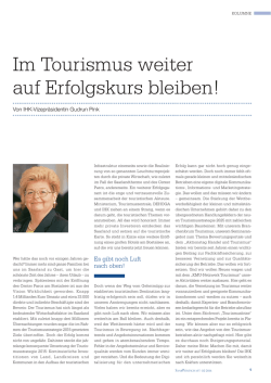 Im Tourismus weiter auf Erfolgskurs bleiben!