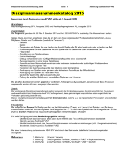 Disziplinarmassnahmenkatalog 2015 FVRZ
