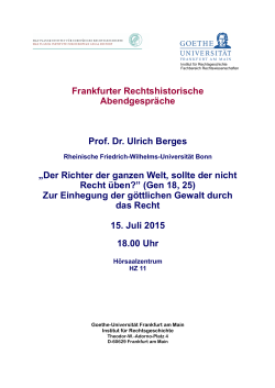 Frankfurter Rechtshistorische Abendgespräche Prof. Dr. Ulrich Berges