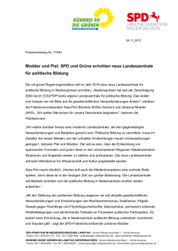 Pressemitteilung vom 04.11.2015: Modder und Piel - Klaus