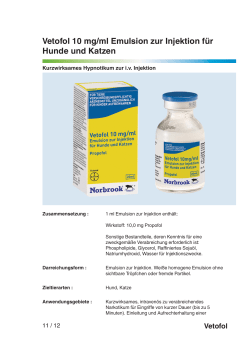 Vetofol 10 mg/ml Emulsion zur Injektion für