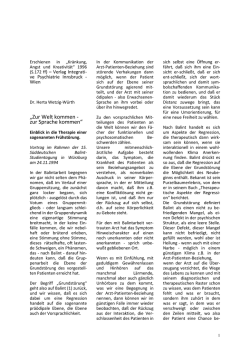 Zur Welt kommen - zur Sprache kommen