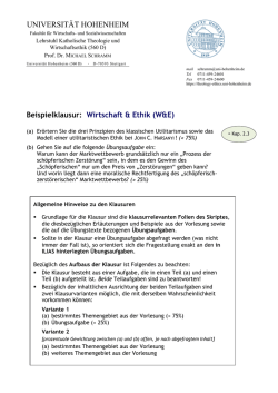 Wirtschaft & Ethik - Lehrstuhl Katholische Theologie und