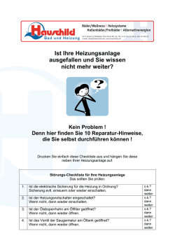 Ist Ihre Heizungsanlage ausgefallen und Sie wissen nicht mehr