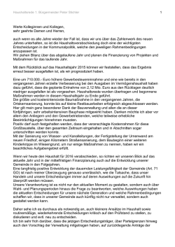 Haushaltsrede 1. B&uuml;rgermeister Peter Stichler
