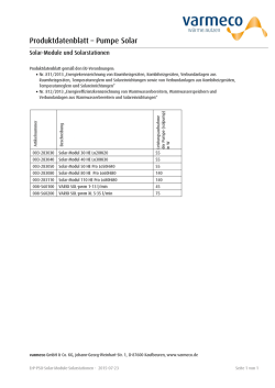 Produktdatenblatt — Pumpe Solar