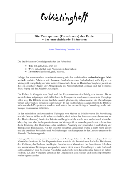 Die Transparenz (Transluzenz) - Die Egon von Vietinghoff