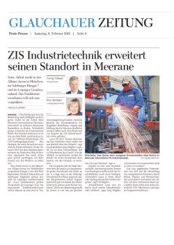 ZIS Industrietechnik erweitert seinen Standort in Meerane
