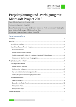 Projektplanung und -verfolgung mit Microsoft Project 2013