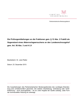 Die Prüfungsmitteilungen an die Fraktionen gem. § 12 Abs. 2 FraktG