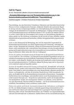 Call for Papers „Komplexitätssteigerung und - Hans-Bredow